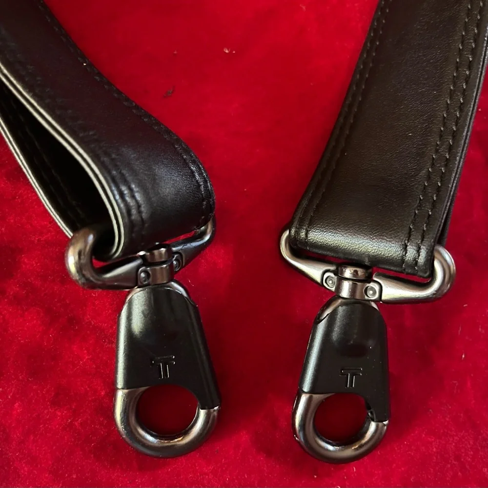 Tumi Black Leather Luggage Strap